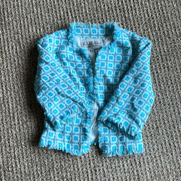 Trina Turk Jackets & Blazers - Trina Turk Tweed Blue and White Jacket size 6